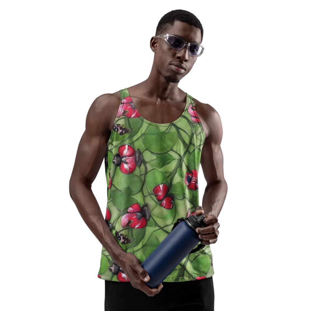 Crimson Lily Pad on Men's Tank Top — Front