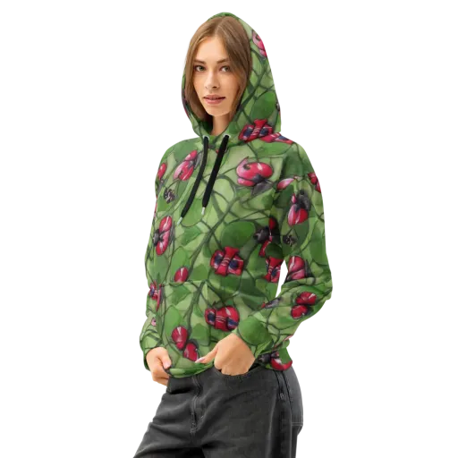 Crimson Lily Pad on a Cotton Hoodie