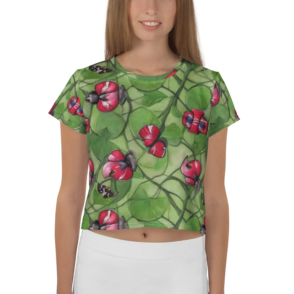 Crimson Lily Pad on Crop Tee — Front