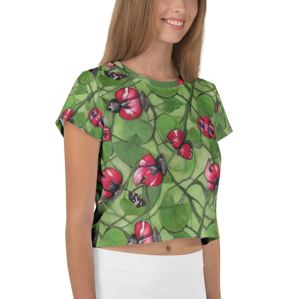 Crimson Lily Pad on Crop Tee — Right