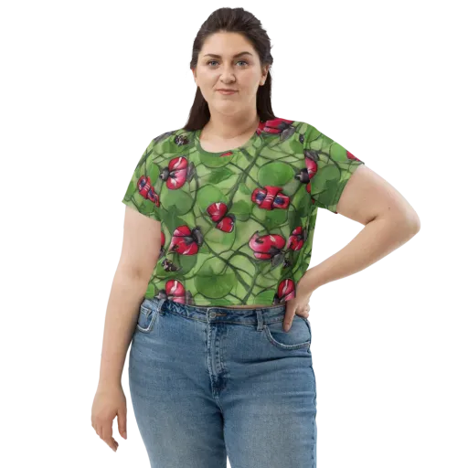 Crimson Lily Pad on a Crop Tee