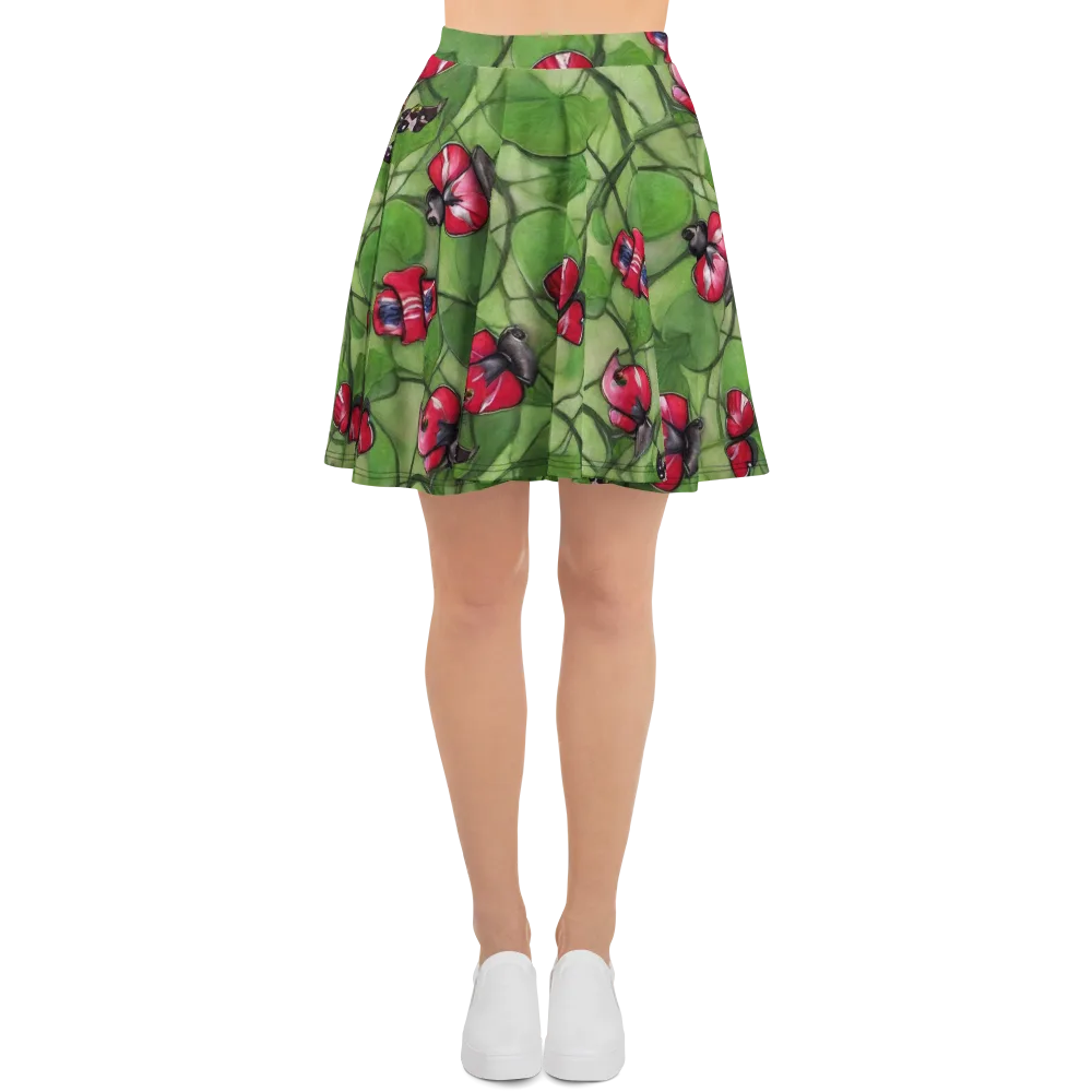 Crimson Lily Pad on Skater Skirt — Front