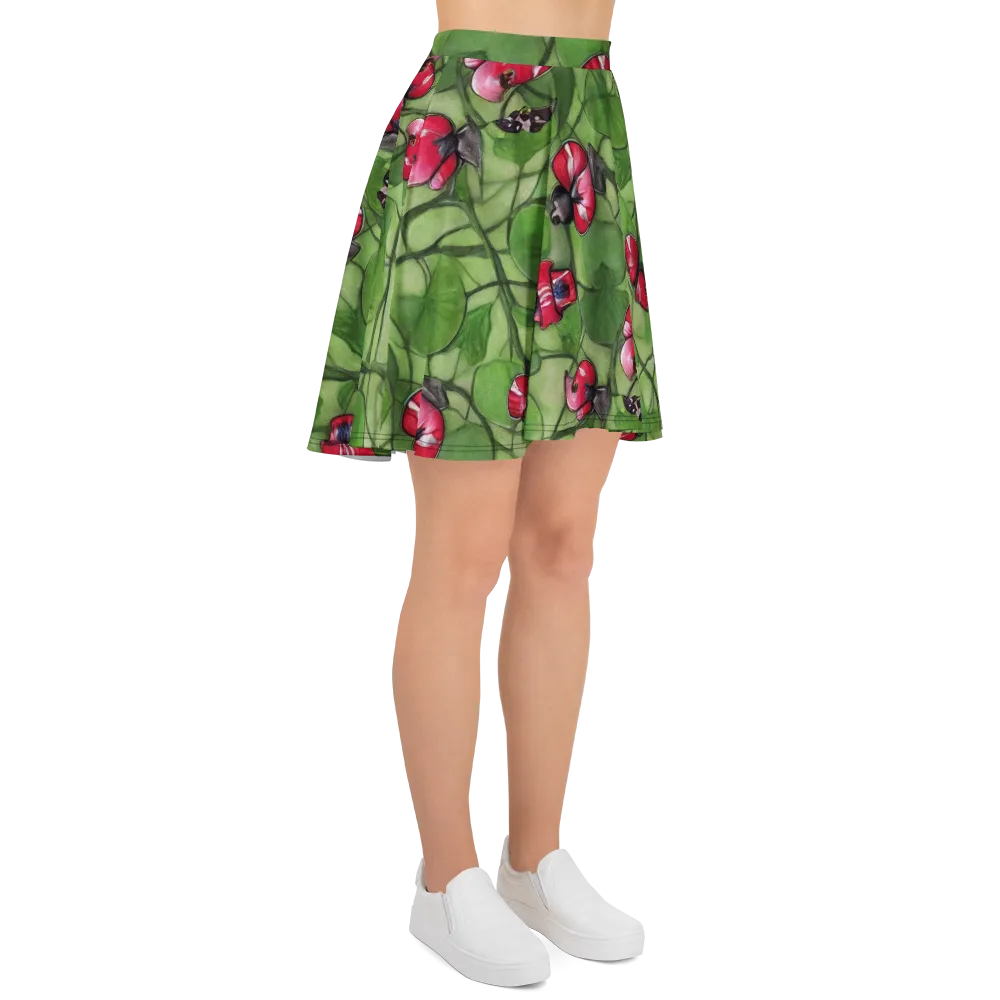 Crimson Lily Pad on Skater Skirt — Right