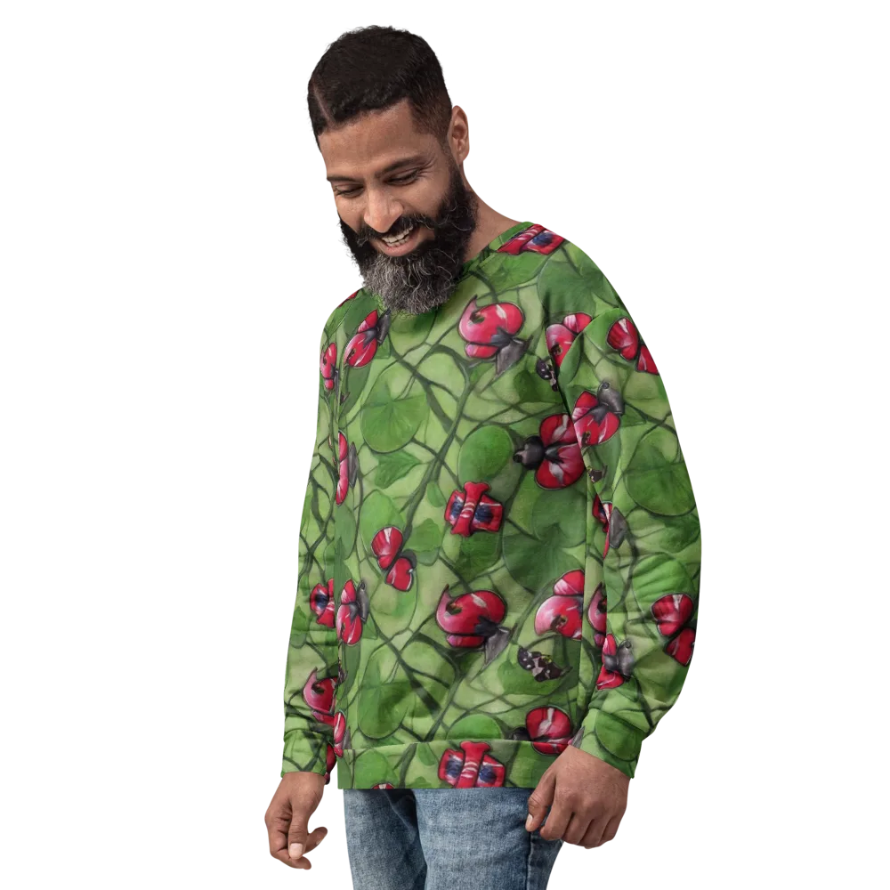 Crimson Lily Pad on Sweatshirt — Left Front