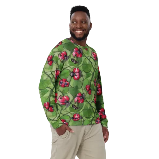 Crimson Lily Pad on a Sweatshirt