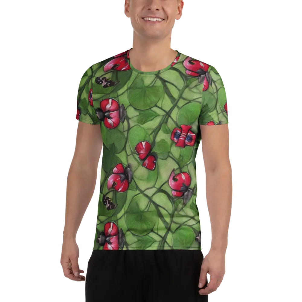 Crimson Lily Pad on Men's Athletic T-Shirt — Front