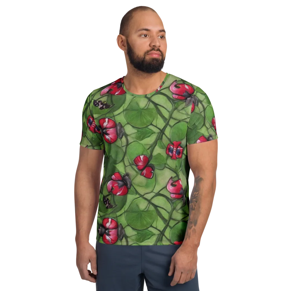 Crimson Lily Pad on Men's Athletic T-Shirt — Front