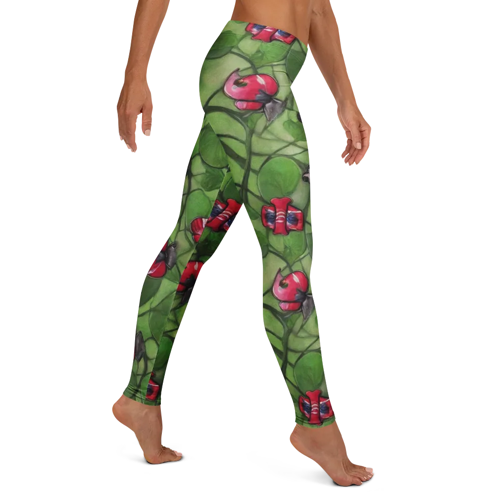 Crimson Lily Pad on Leggings — Right