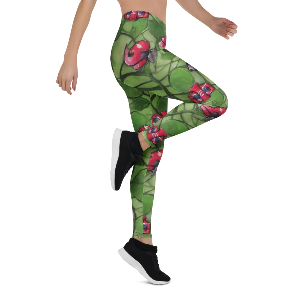 Crimson Lily Pad on Leggings — Right