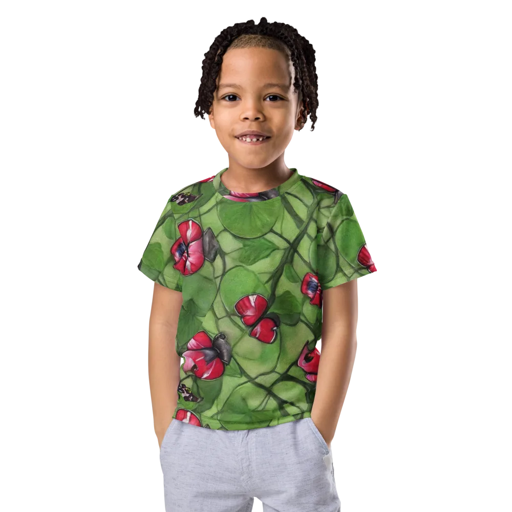 Crimson Lily Pad on Kids Crew Neck T-Shirt — Front