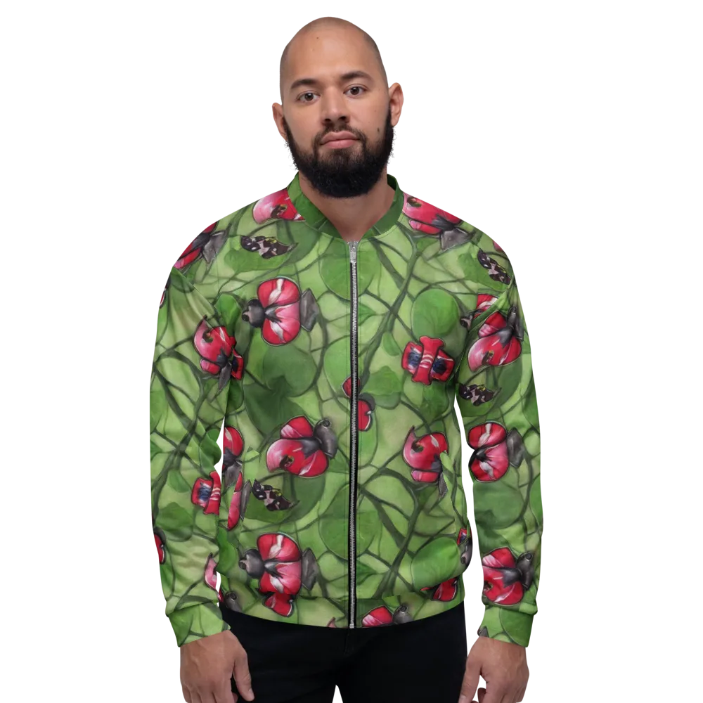 Crimson Lily Pad on Bomber Jacket — Front