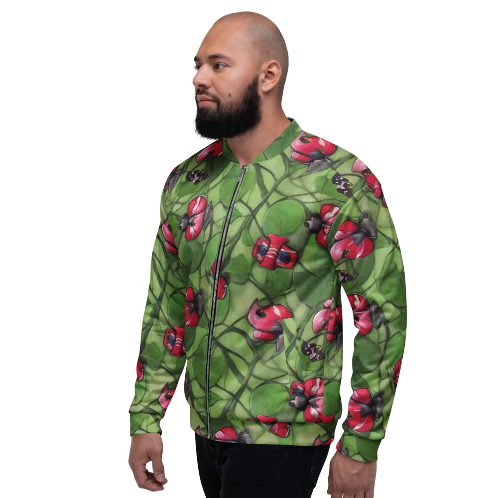 Crimson Lily Pad on Bomber Jacket — Left