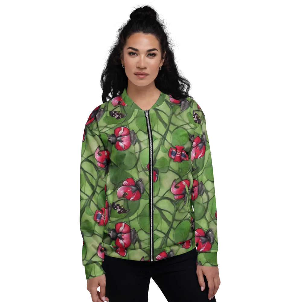 Crimson Lily Pad on Bomber Jacket — Front