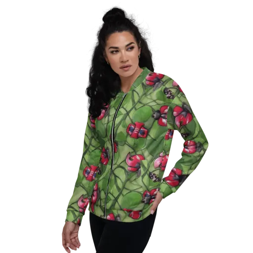 Crimson Lily Pad on a Bomber Jacket