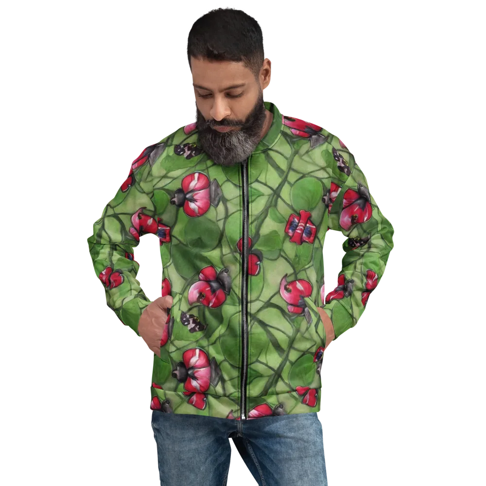 Crimson Lily Pad on Bomber Jacket — Front