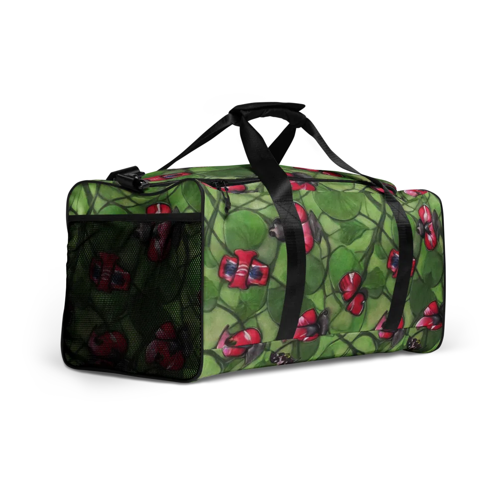Crimson Lily Pad on Duffle Bag — Right Front