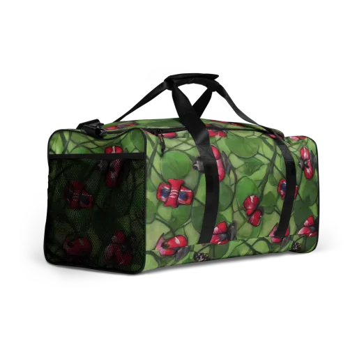 Crimson Lily Pad on a Duffle Bag