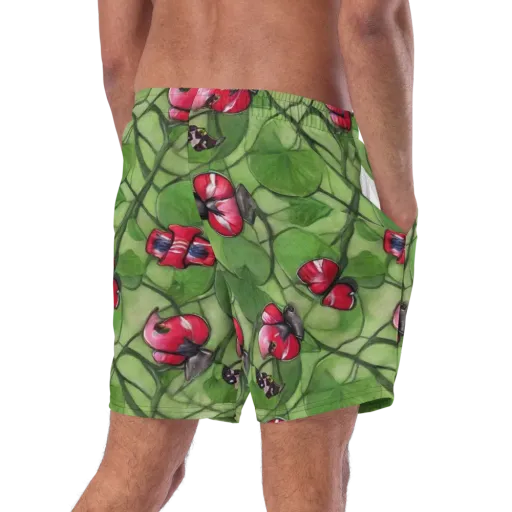 Crimson Lily Pad on a Swim Trunks