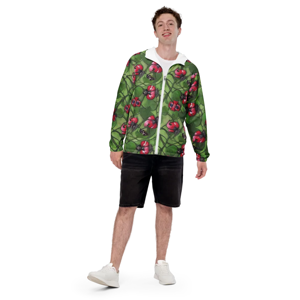 Crimson Lily Pad on Men's Windbreaker — Front
