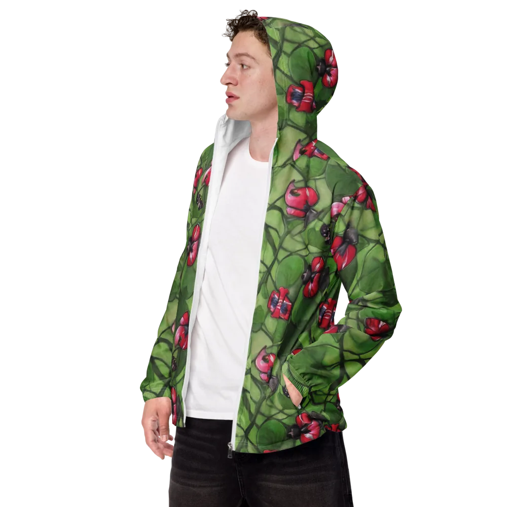 Crimson Lily Pad on Men's Windbreaker — Left Front