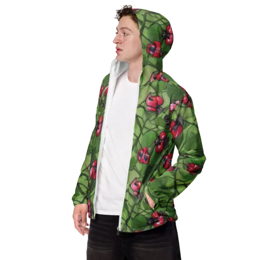 Crimson Lily Pad on a Men's Windbreaker