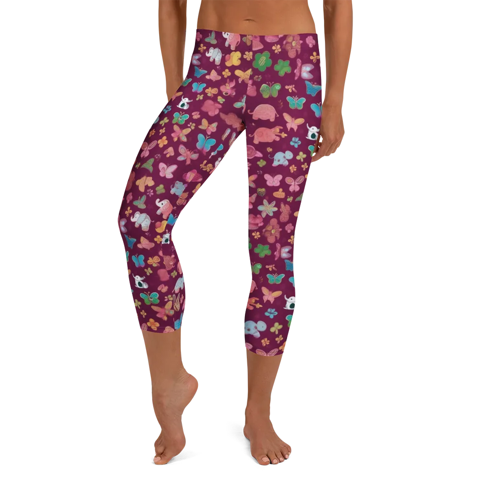 Mauve Meadow on Capri Leggings — Front