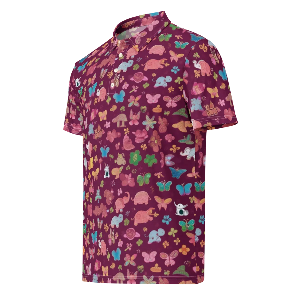 Mauve Meadow on Men's Slim Fit Polo Shirt — Left Front