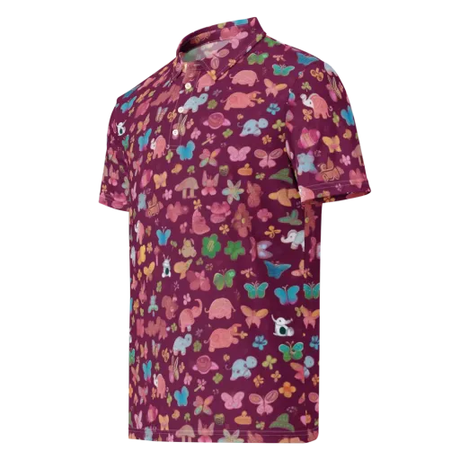 Mauve Meadow on a Men's Slim Fit Polo Shirt