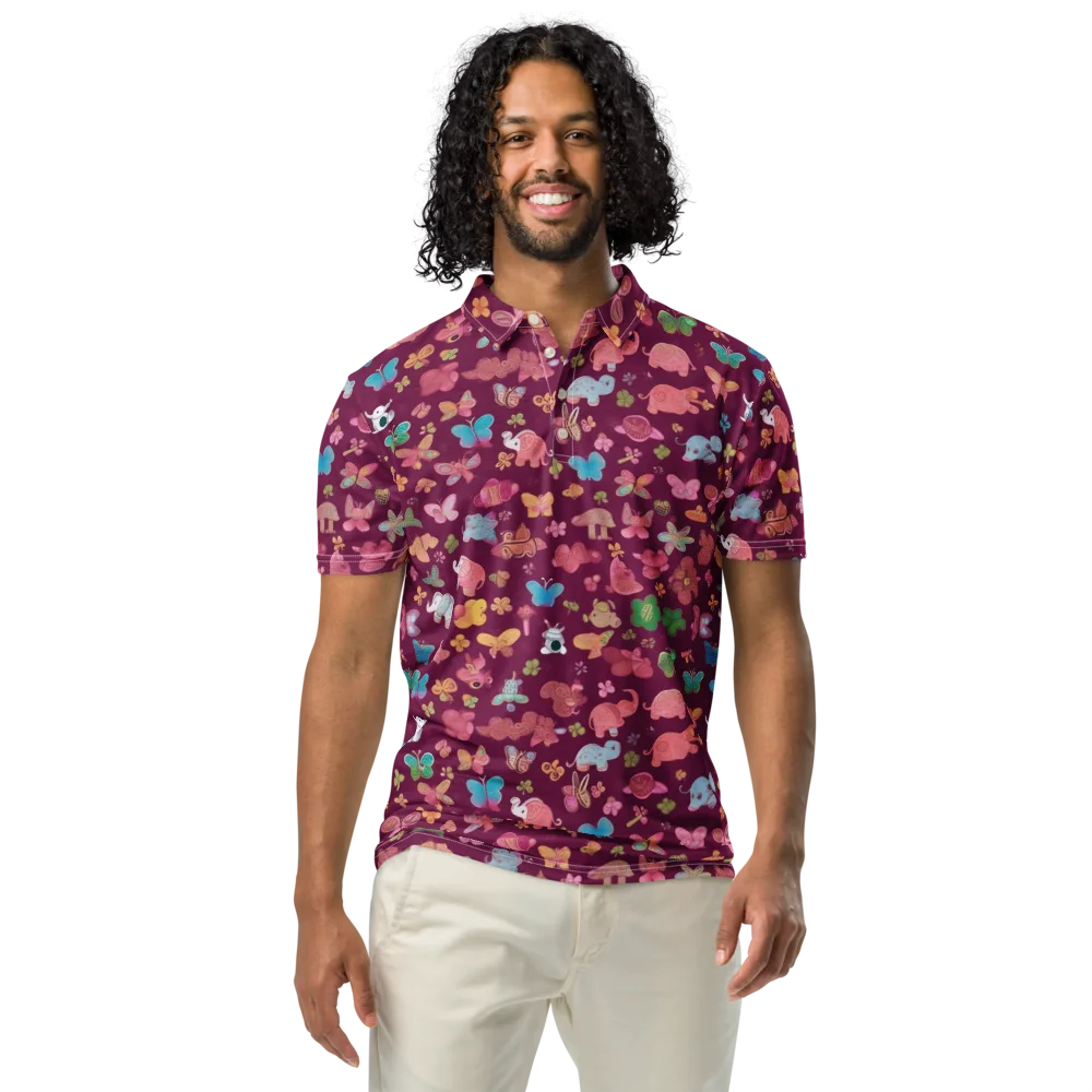 Mauve Meadow on Men's Slim Fit Polo Shirt — Front
