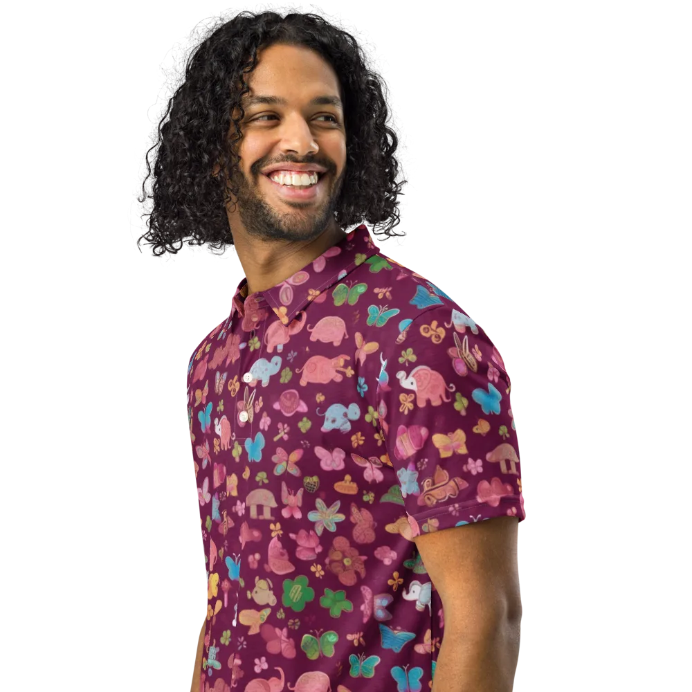 Mauve Meadow on Men's Slim Fit Polo Shirt — Left Front