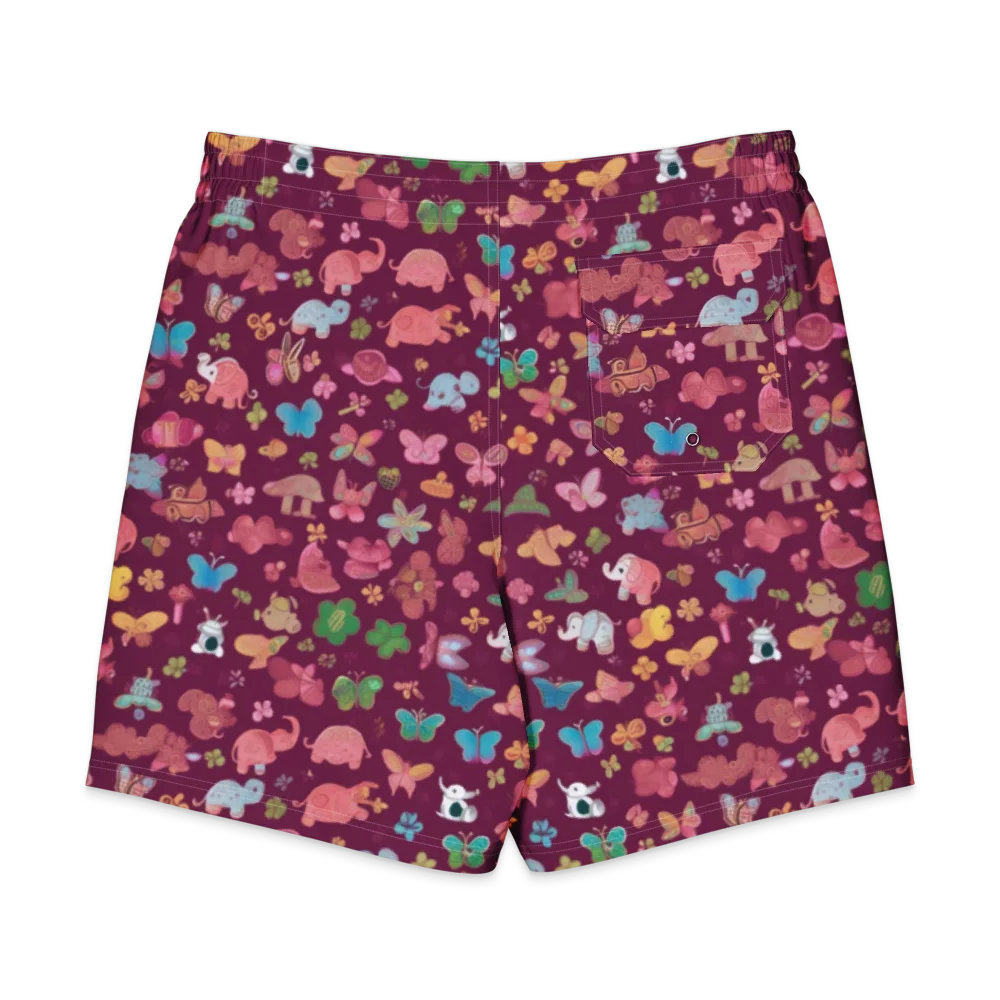 Mauve Meadow on Men's Board Shorts — Back