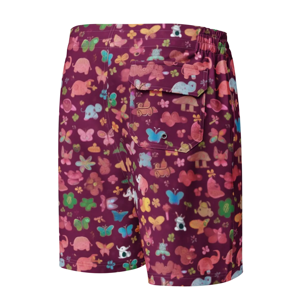 Mauve Meadow on Men's Board Shorts — Back
