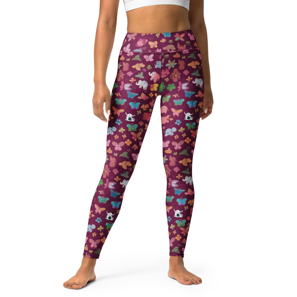 Mauve Meadow on Yoga Leggings — Front