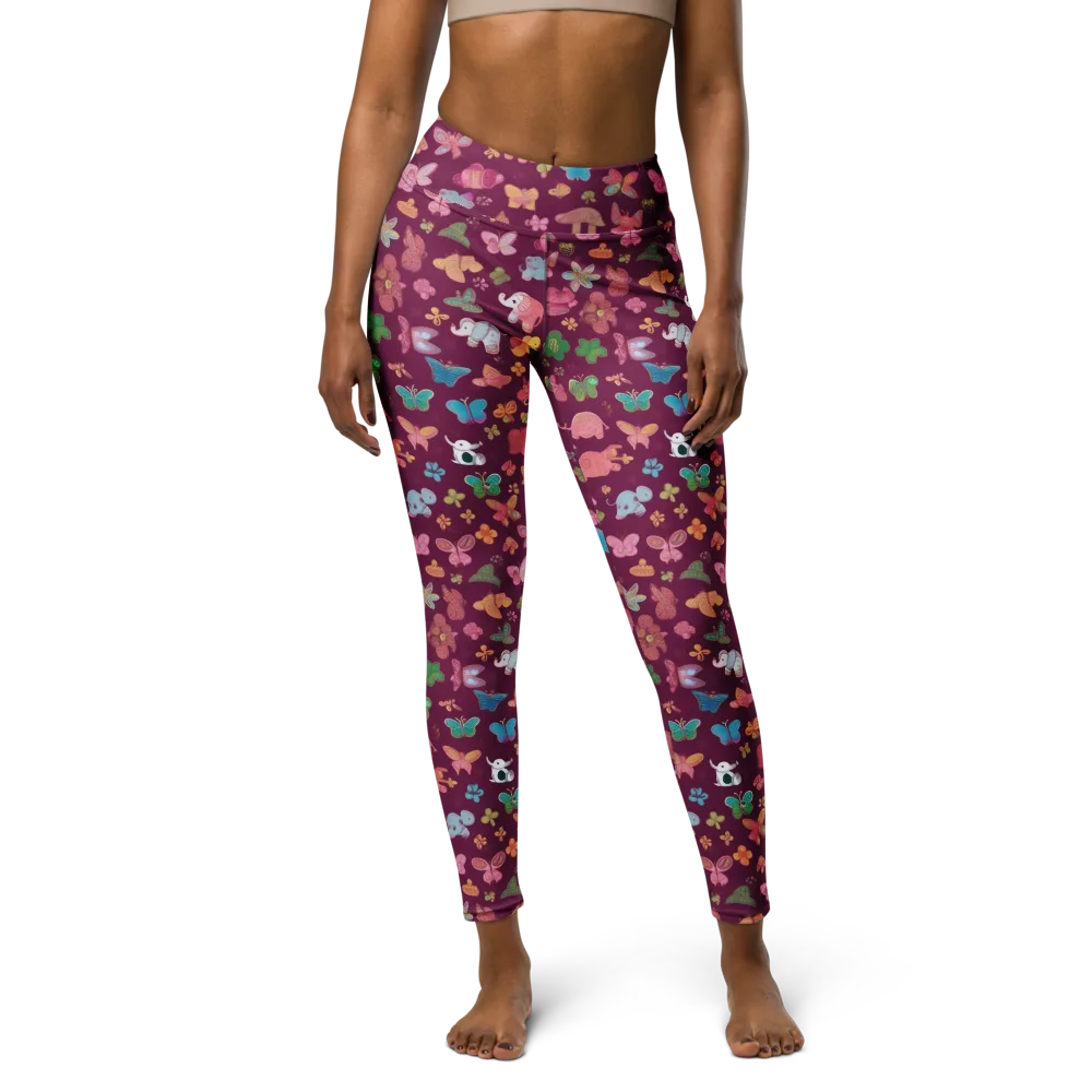 Mauve Meadow on Yoga Leggings — Front