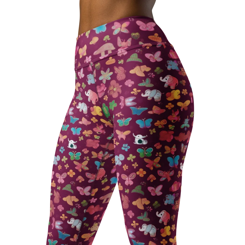 Mauve Meadow on Yoga Leggings — Left Front