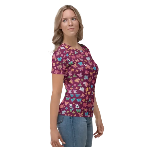 Mauve Meadow on a Women's Crew Neck T-Shirt