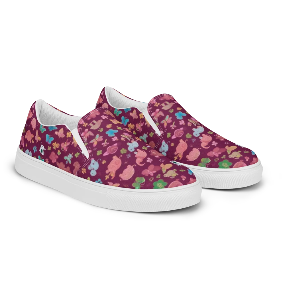 Mauve Meadow on Men's Slip-On Canvas Shoes — Right Front
