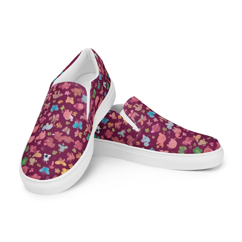 Mauve Meadow on Men's Slip-On Canvas Shoes — Left Front