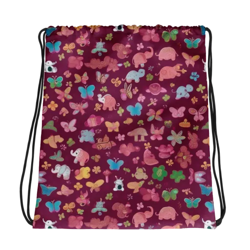 Mauve Meadow on a Drawstring Bag