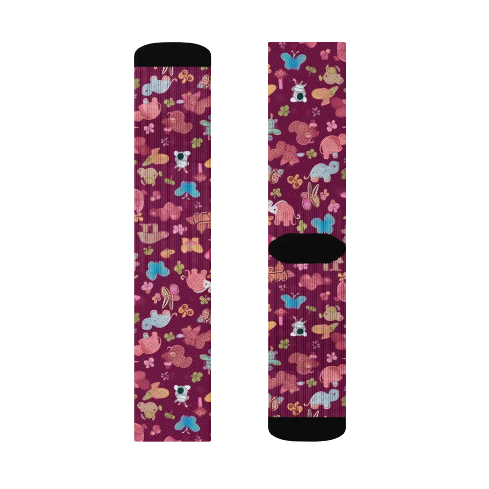 Mauve Meadow on Socks — Left Sock