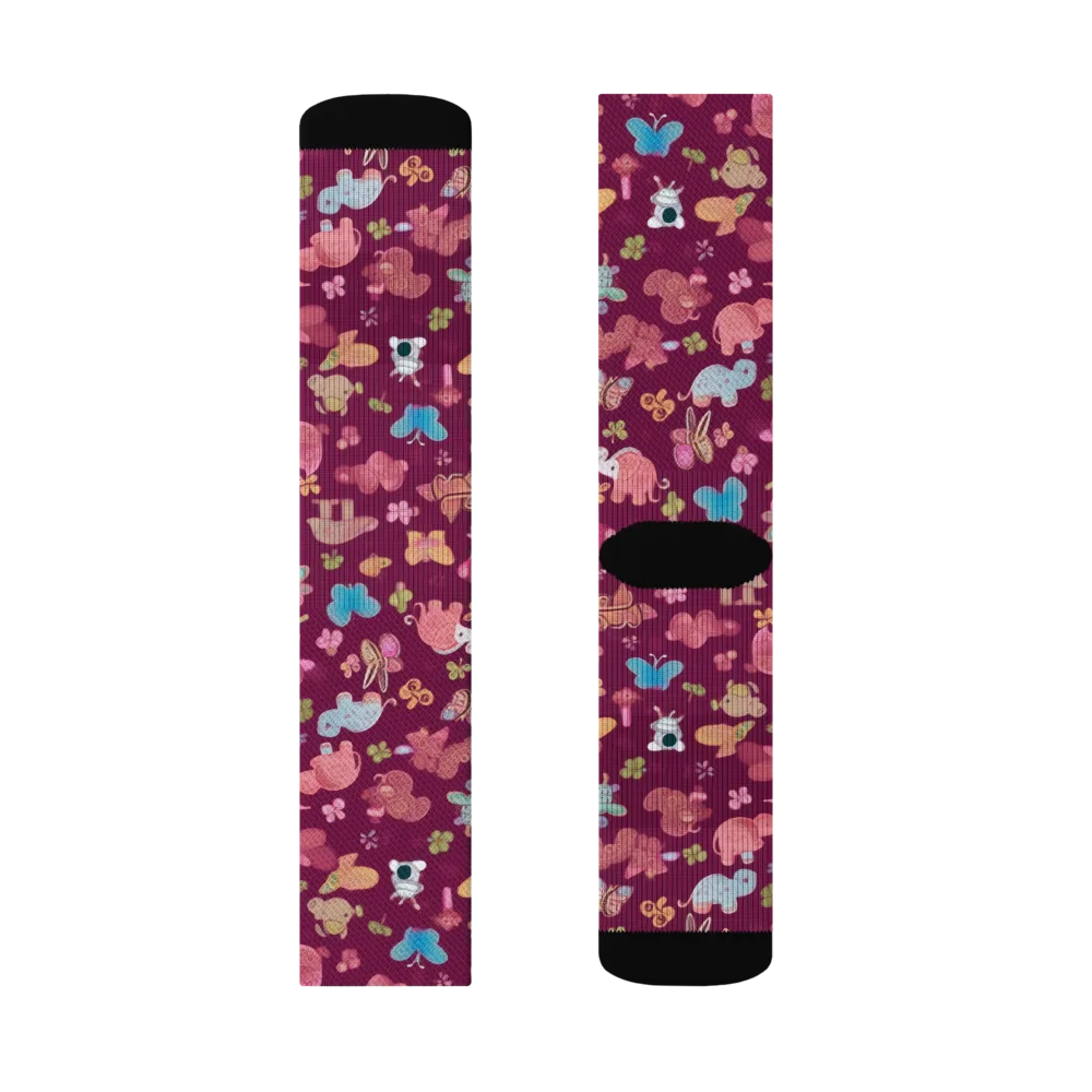 Mauve Meadow on Socks — Right Sock
