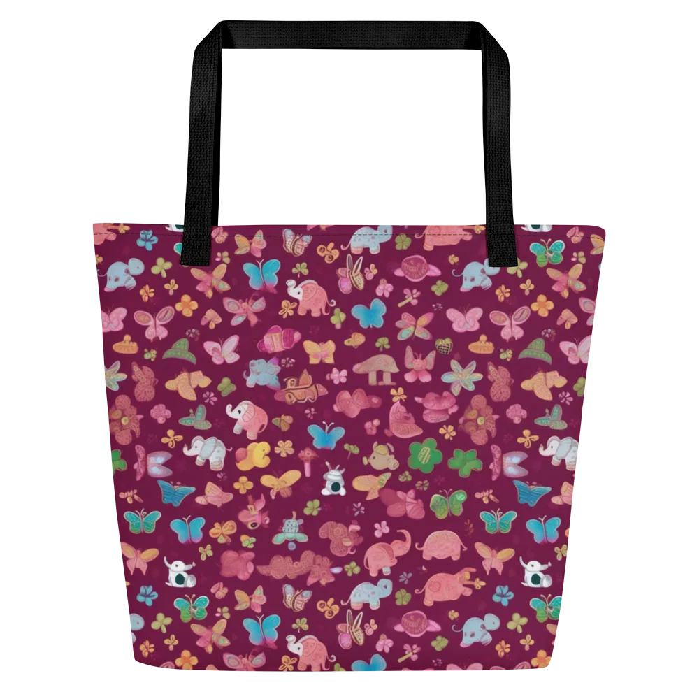 Mauve Meadow on Large Tote Bag W/ Pocket — Front