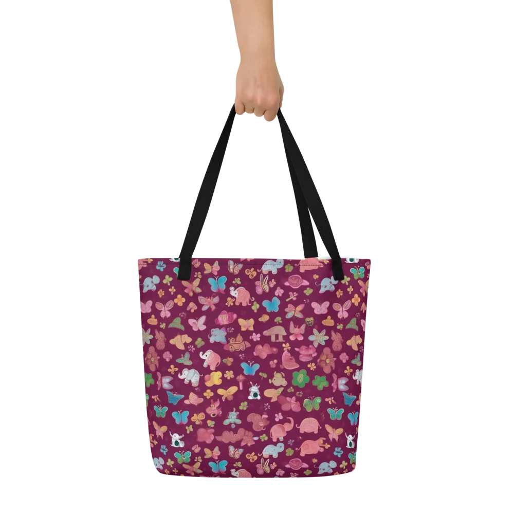 Mauve Meadow on Large Tote Bag W/ Pocket — Front