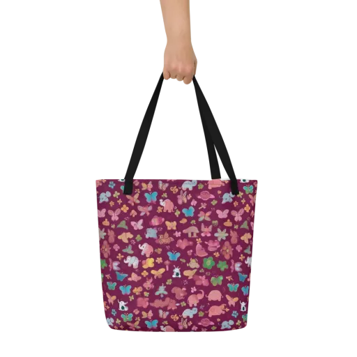 Mauve Meadow on a Large Tote Bag W/ Pocket