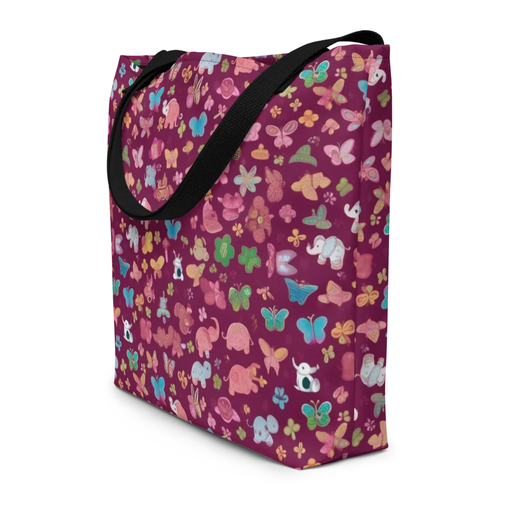 Mauve Meadow on Large Tote Bag W/ Pocket — Front