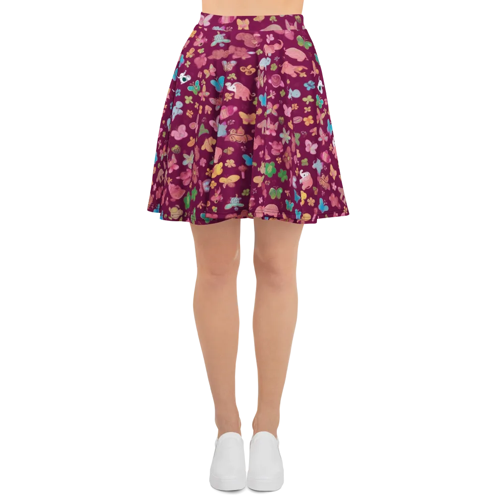 Mauve Meadow on Skater Skirt — Front