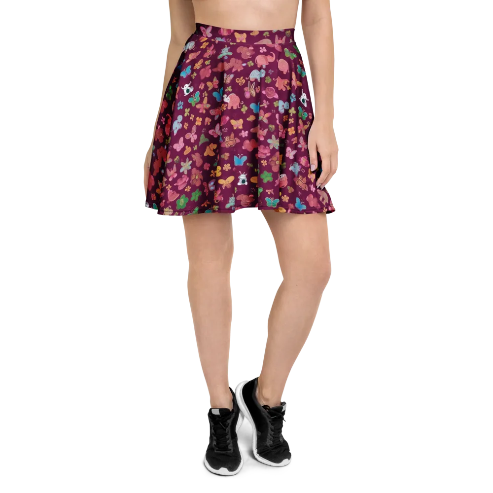 Mauve Meadow on Skater Skirt — Front