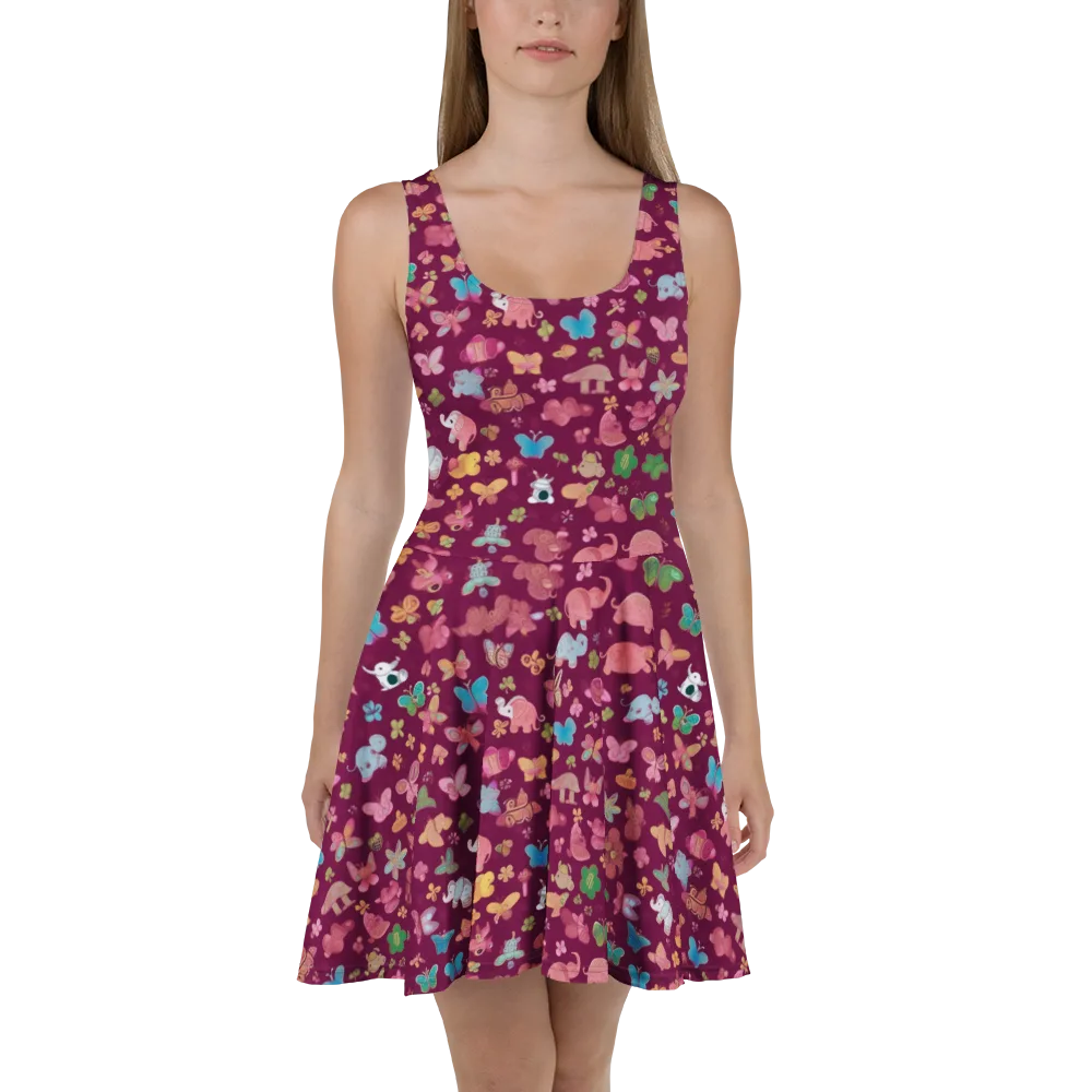 Mauve Meadow on Skater Dress — Front