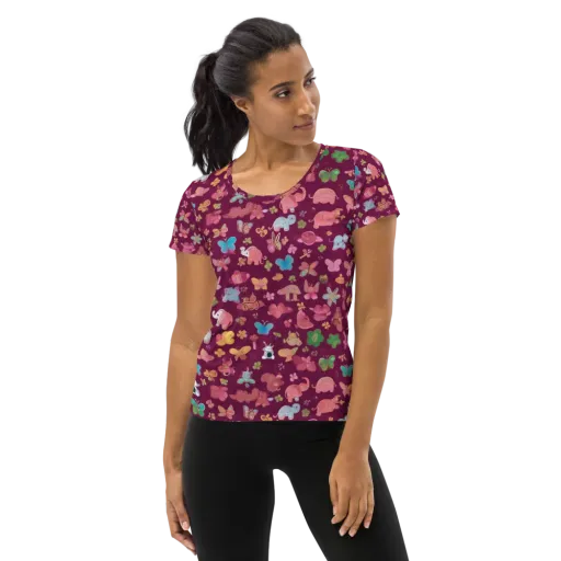 Mauve Meadow on a Women's Athletic T-Shirt