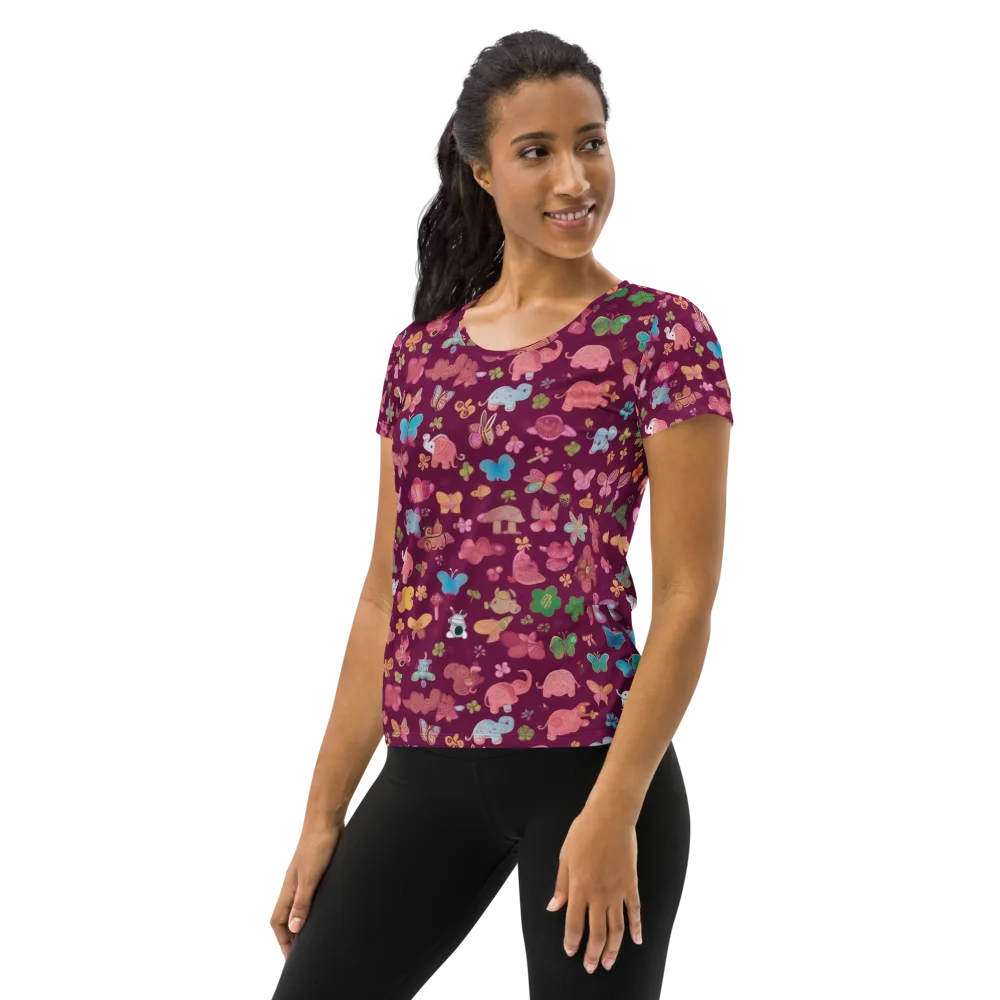 Mauve Meadow on Women's Athletic T-Shirt — Left